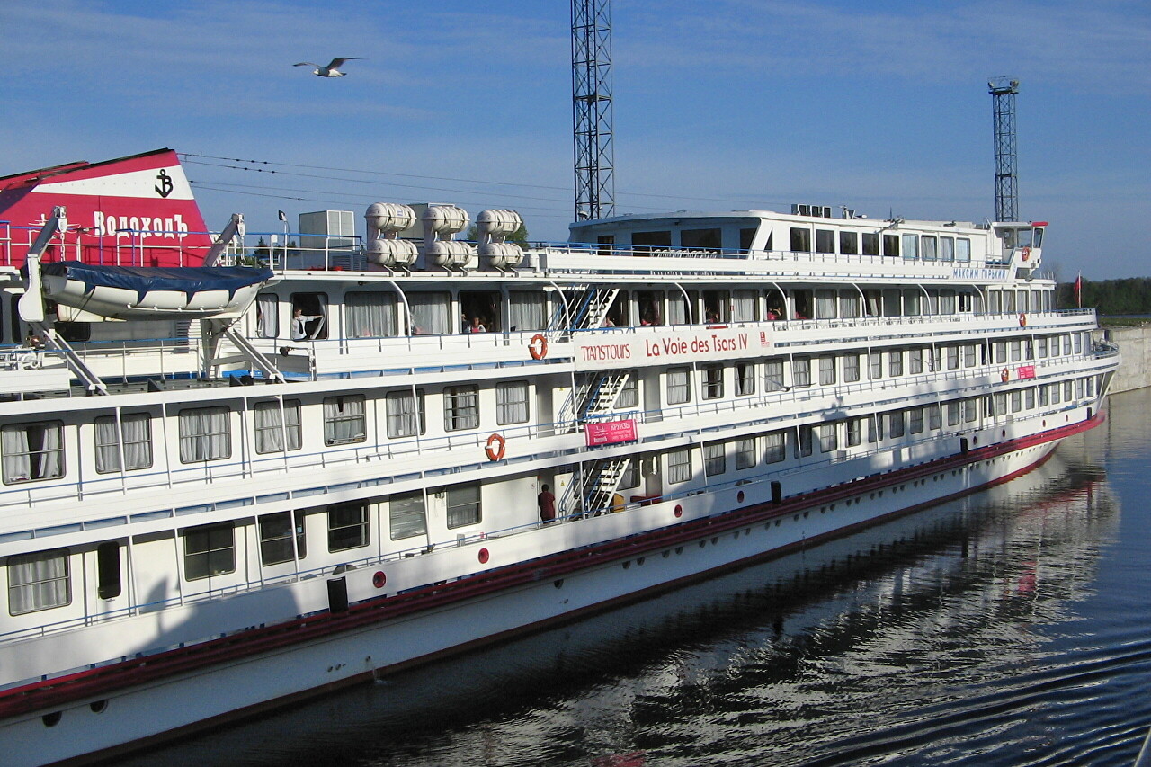 Maxim Gorky cruise ship in the Nizhne-Svirsky lock after an accident