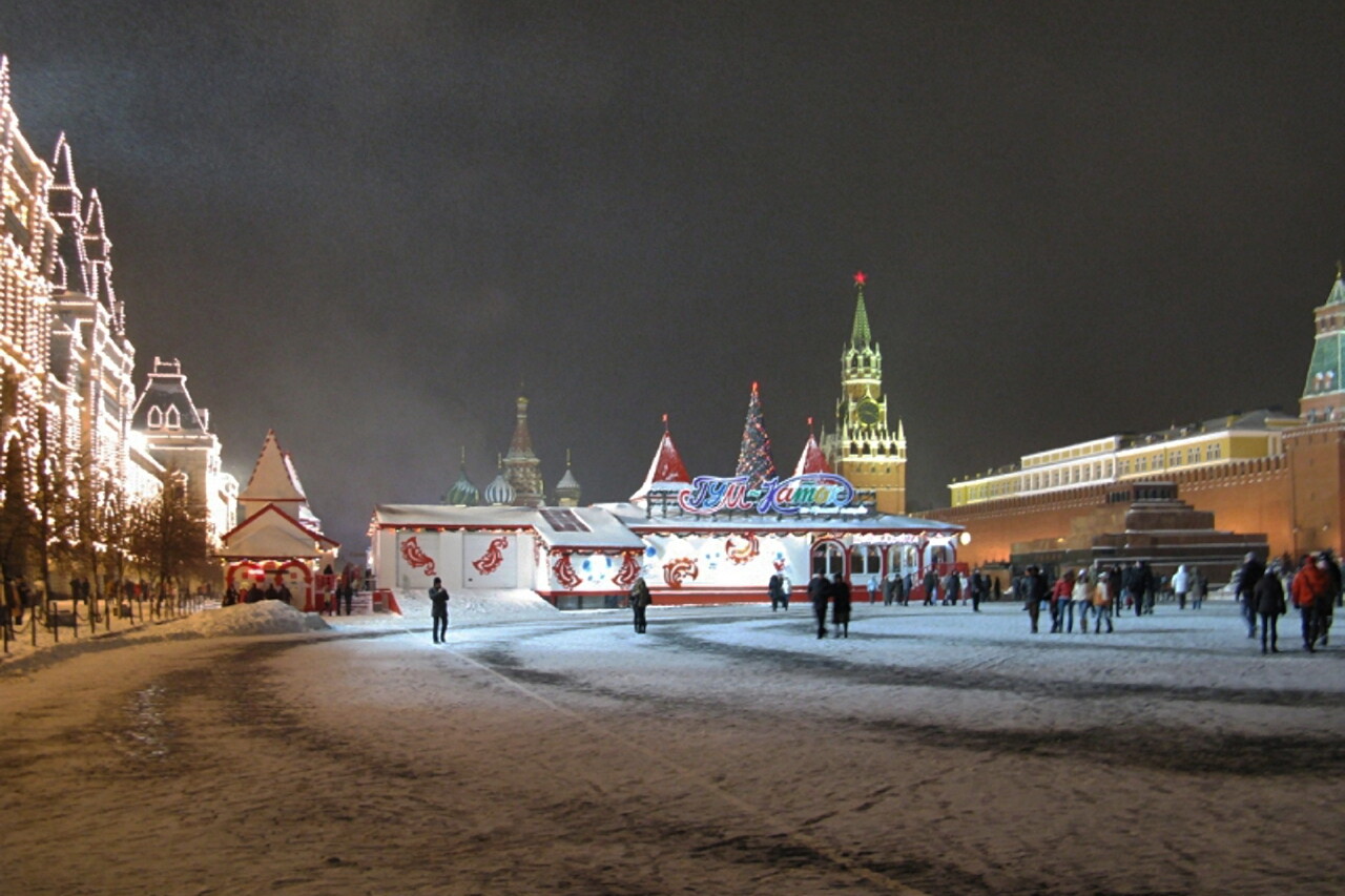 Christmas evening on Red square, Moscow