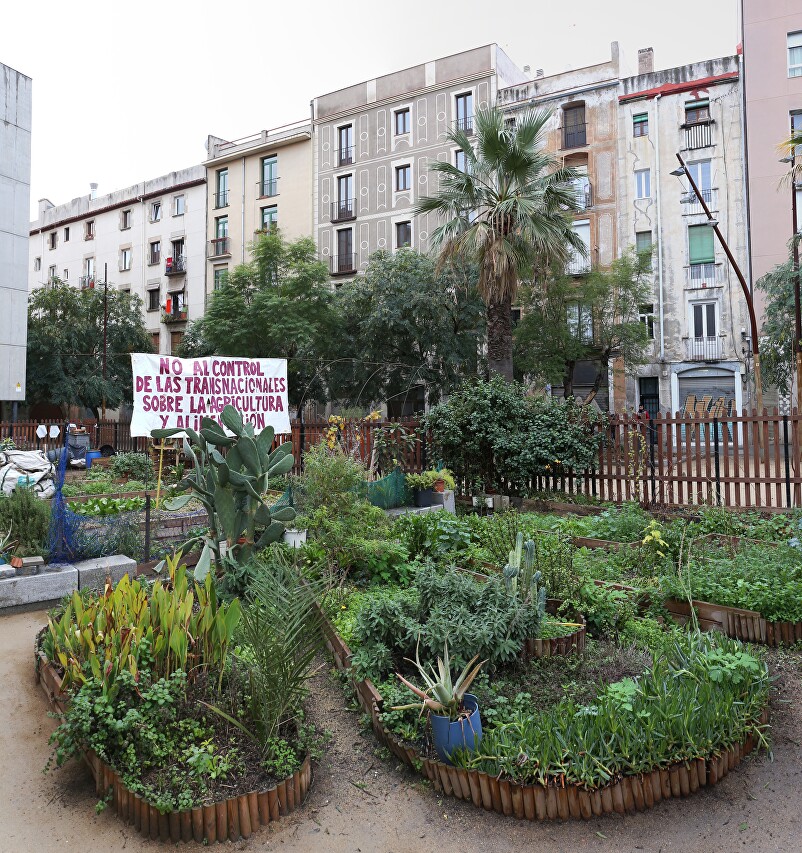 Barcelona. Square Hole of Shame (El Forat de la Vergonya, Jardins del Pou de la Figuera)