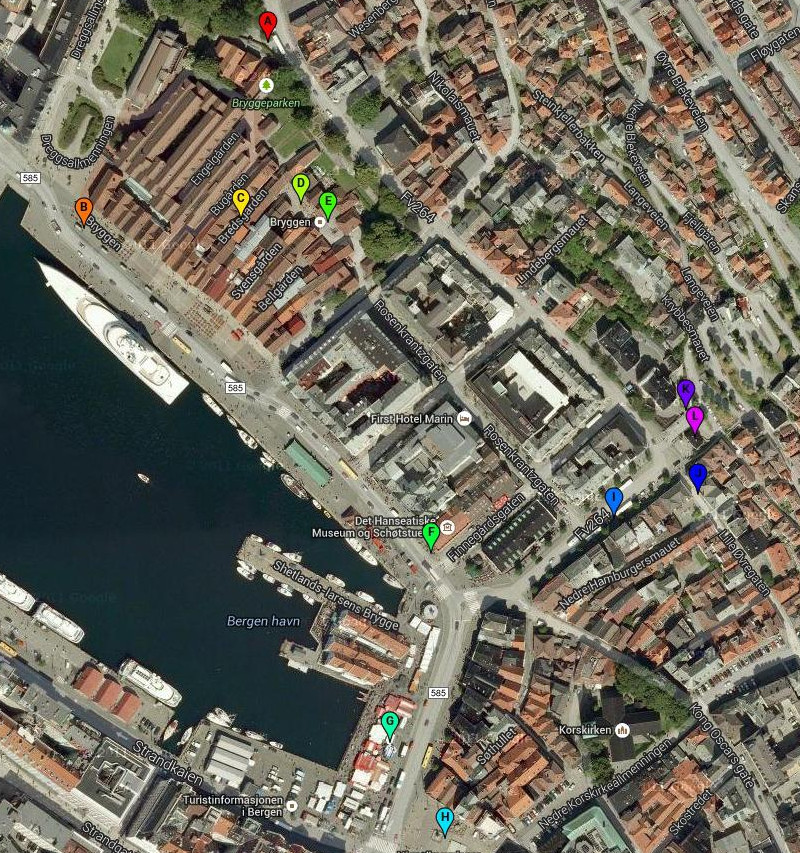 Bergen, sightseeing map