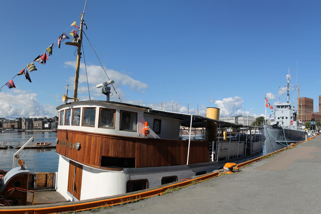 Historical ships in the Harbor of Pipervika, Oslo