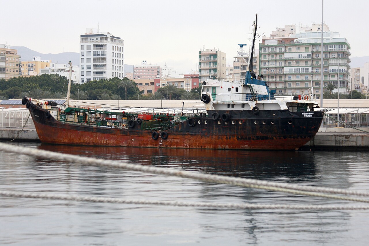 Almería ferry port, port tanker Theodoros