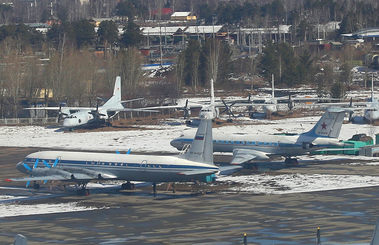 Yekaterinburg-Yekaterinburg-Koltsovo airport military area. Iljushin Il-18V and Tupolev Tu-134AK