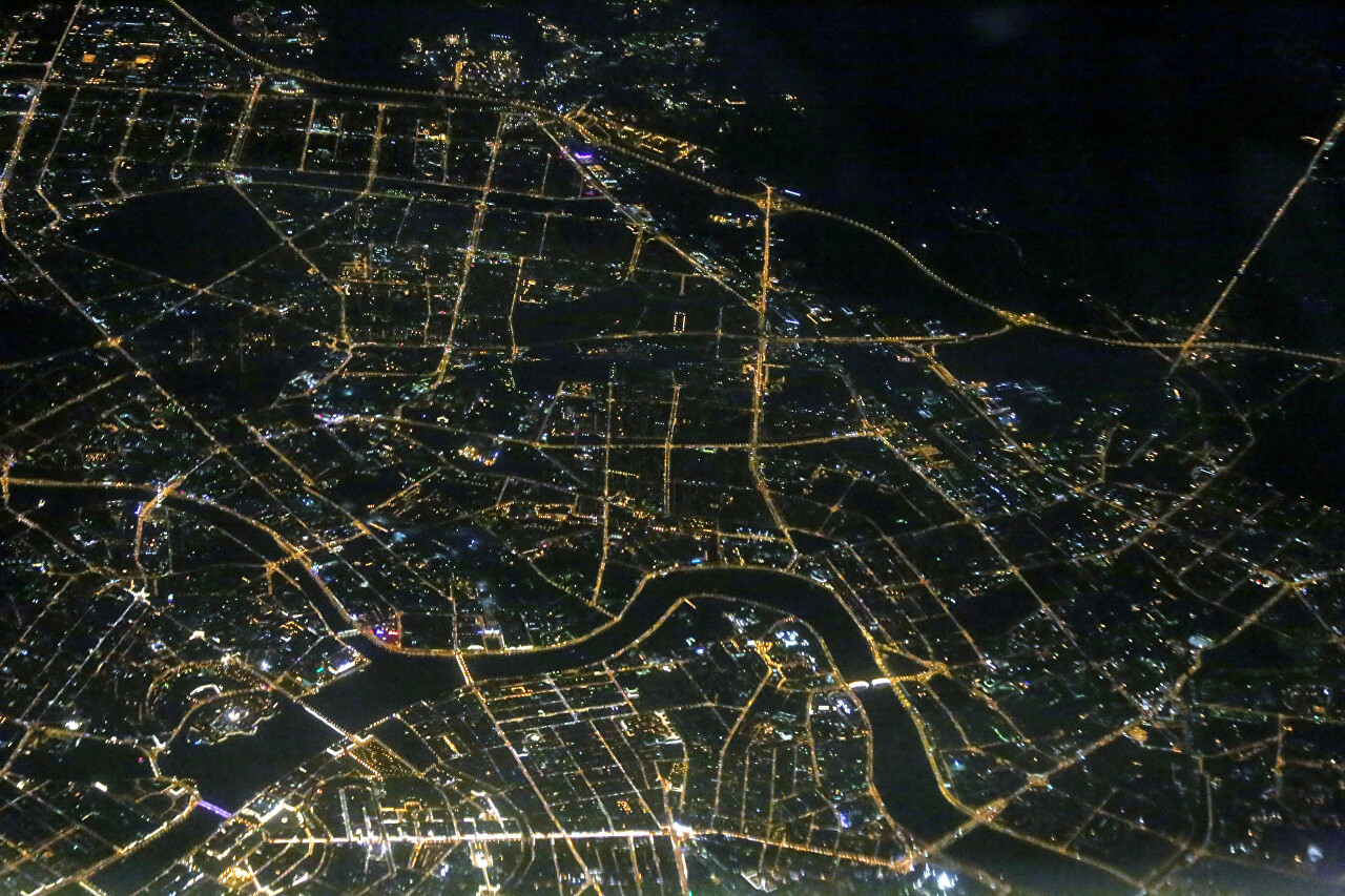 Night St. Petersburg, view from the plane
