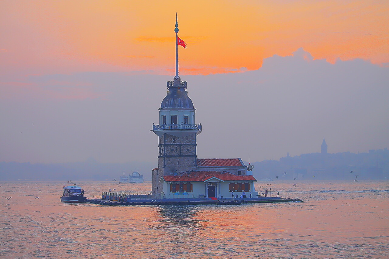 Maiden's Tower in Spring Evening Colors