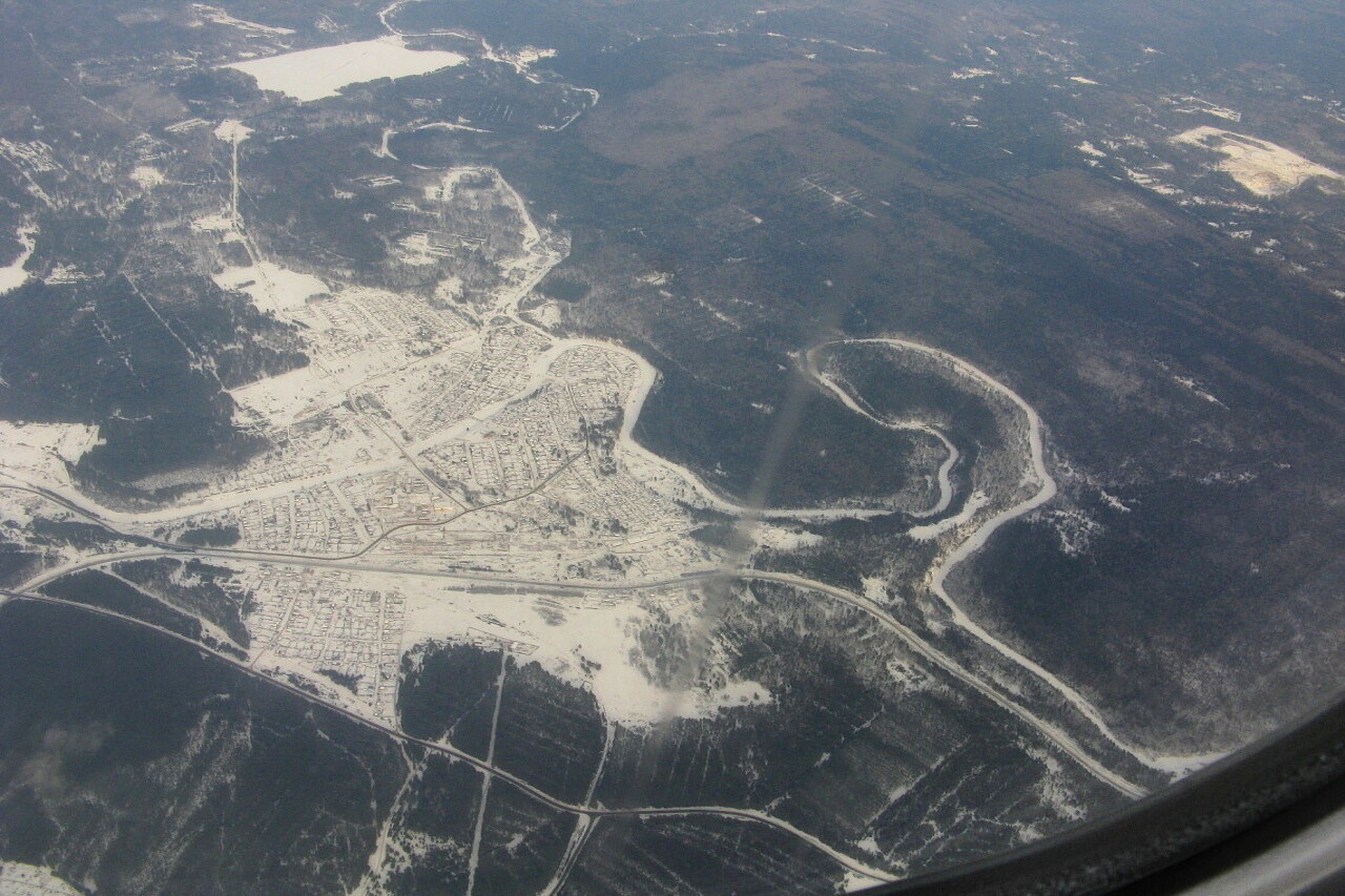 The surroundings of Yekaterinburg, the view from the plane