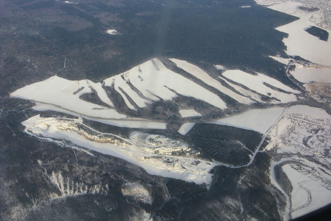 The surroundings of Yekaterinburg, the view from the plane