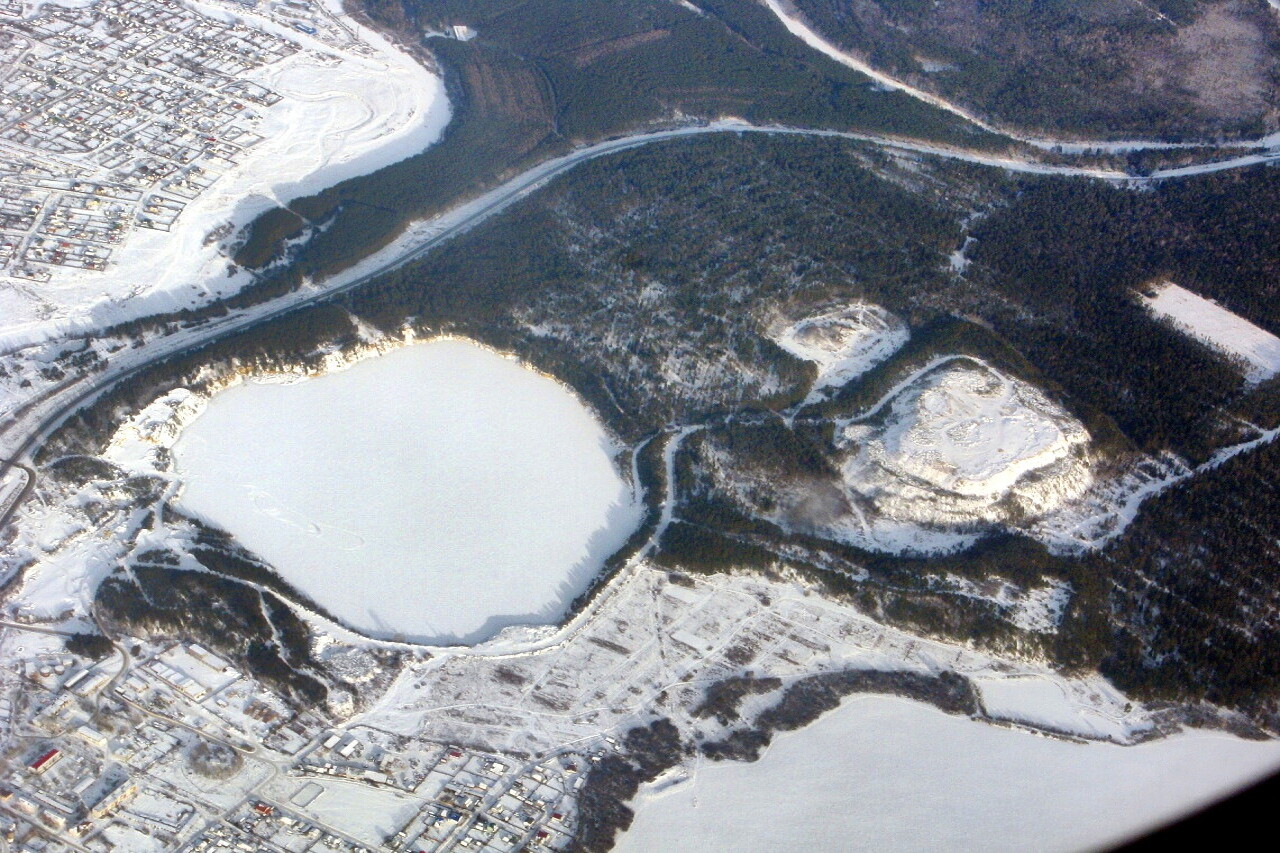 The surroundings of Yekaterinburg, the view from the plane