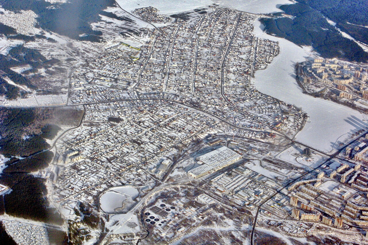 The surroundings of Yekaterinburg, the view from the plane