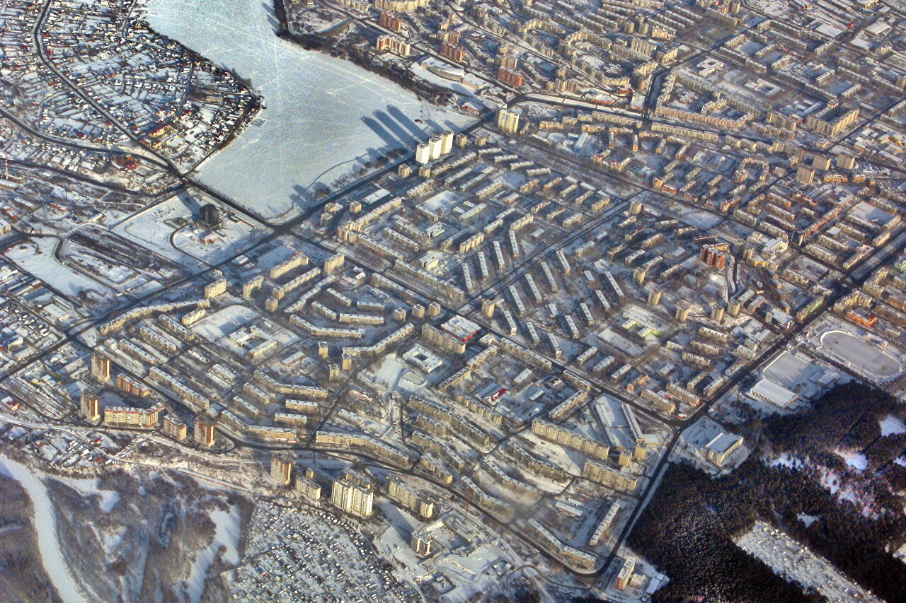 The surroundings of Yekaterinburg, the view from the plane