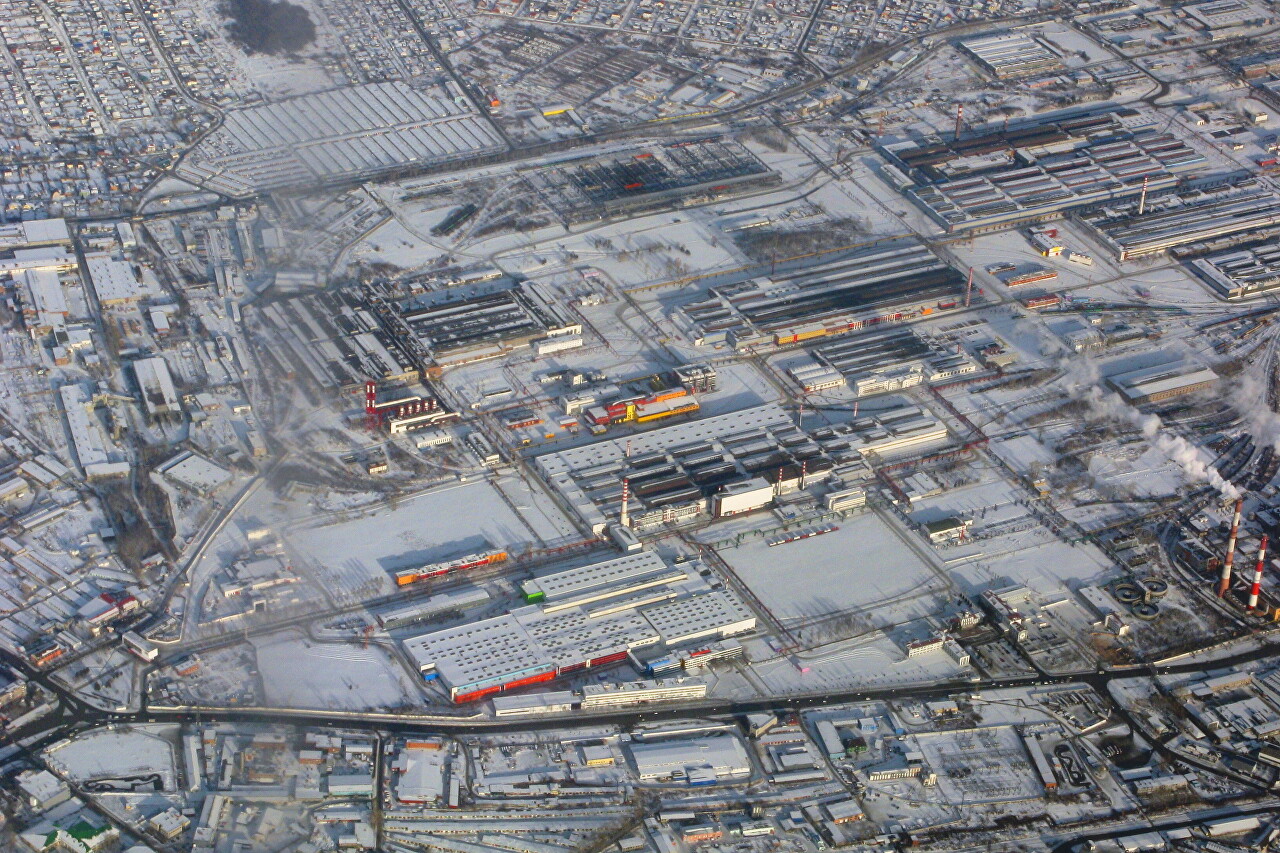 The surroundings of Yekaterinburg, the view from the plane