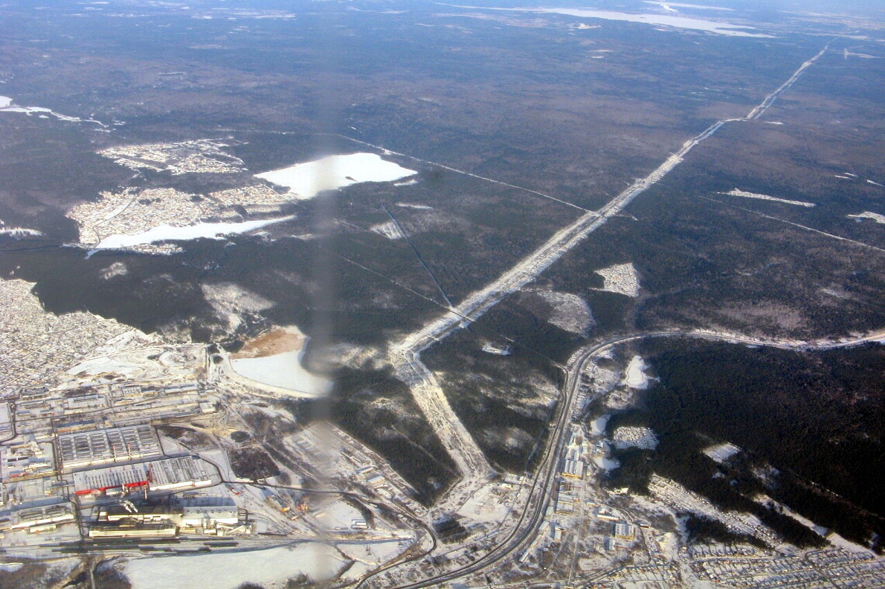 The surroundings of Yekaterinburg, the view from the plane