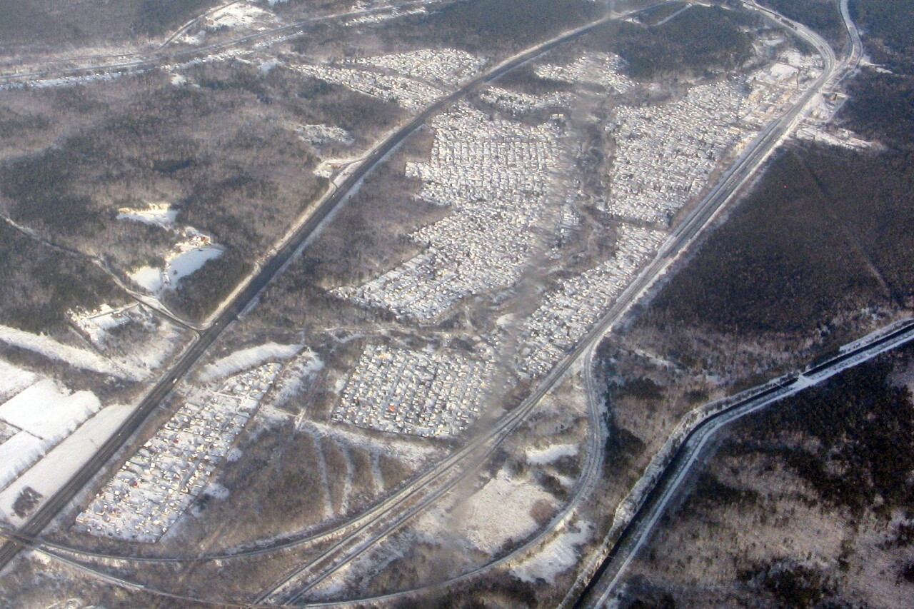 The surroundings of Yekaterinburg, the view from the plane