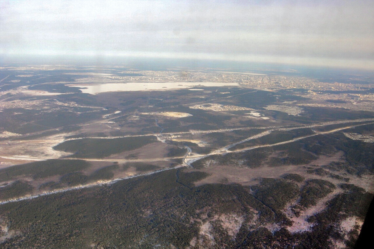 The surroundings of Yekaterinburg, the view from the plane