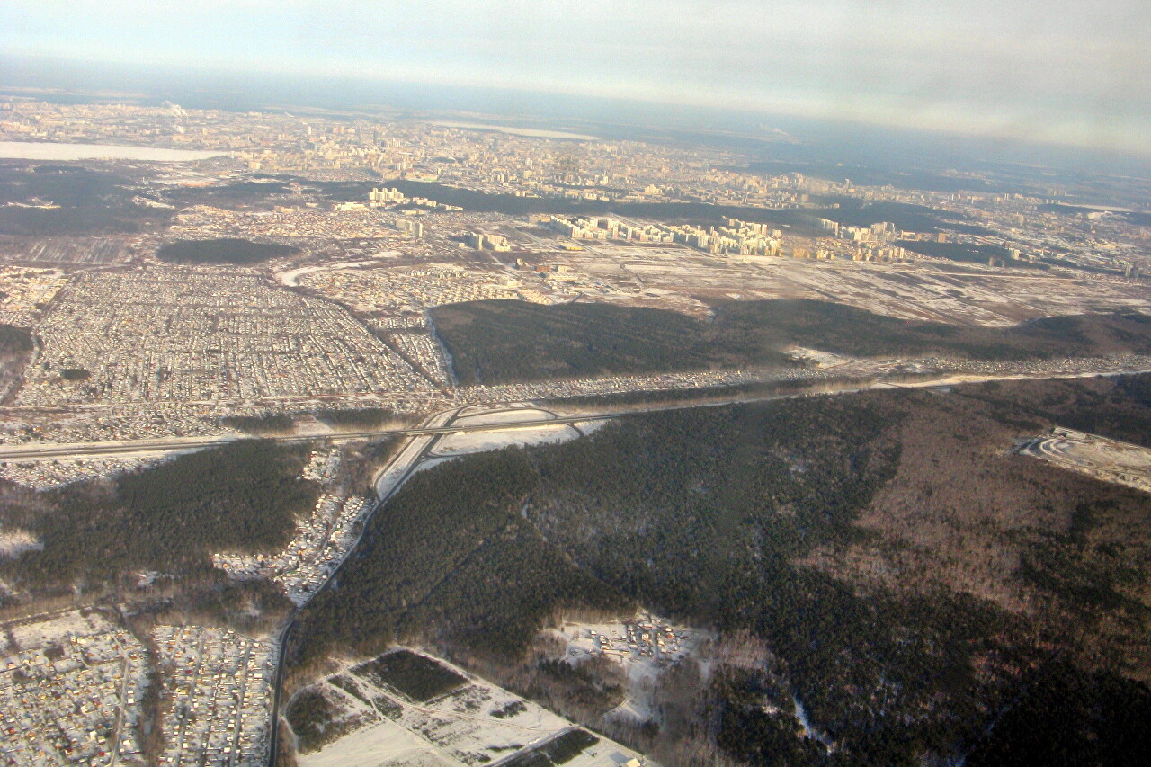 The surroundings of Yekaterinburg, the view from the plane