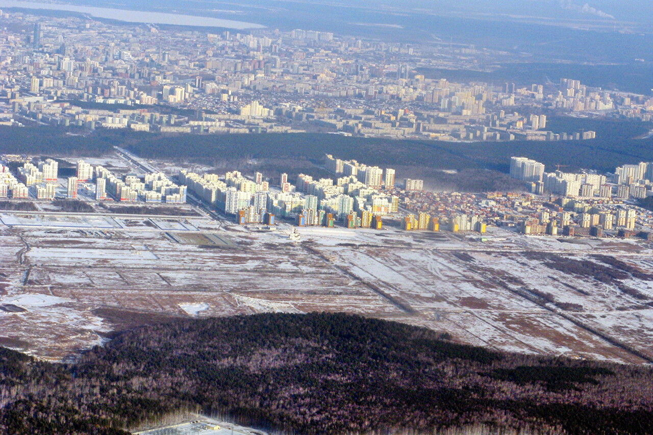 The surroundings of Yekaterinburg, the view from the plane