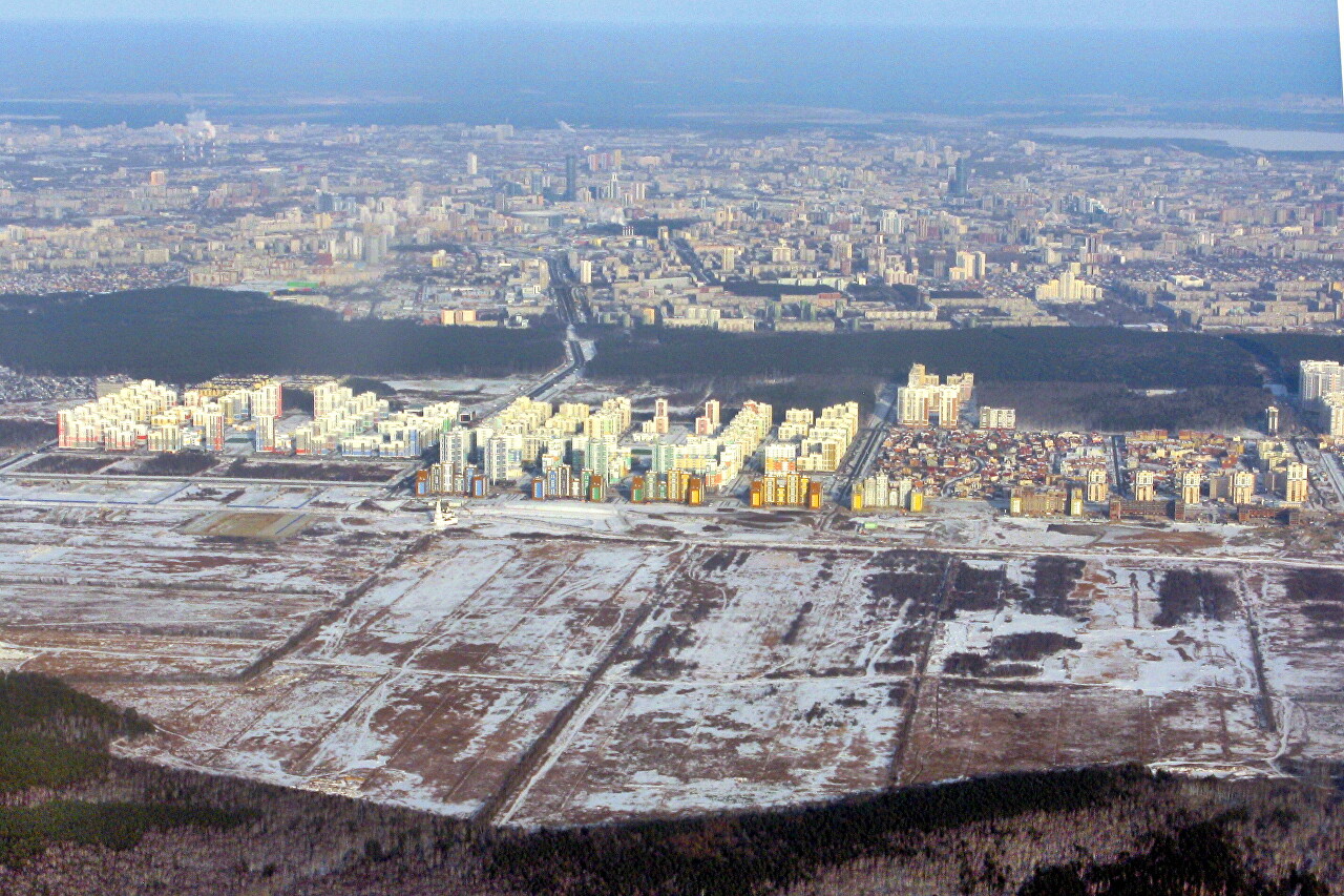 The surroundings of Yekaterinburg, the view from the plane