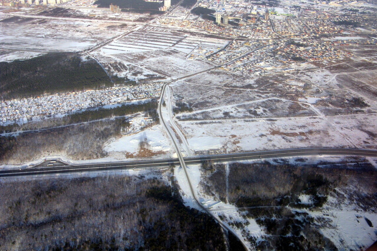 The surroundings of Yekaterinburg, the view from the plane
