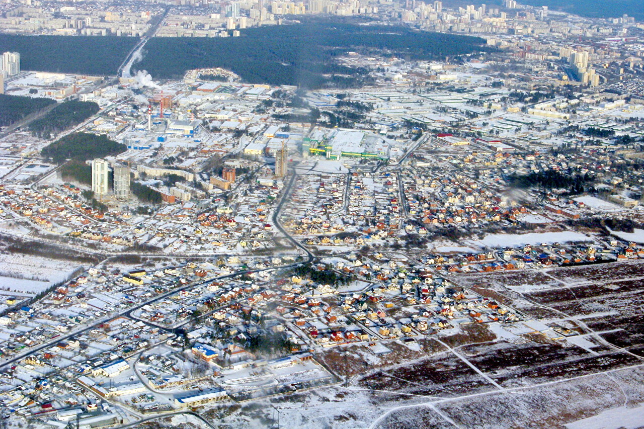 The surroundings of Yekaterinburg, the view from the plane