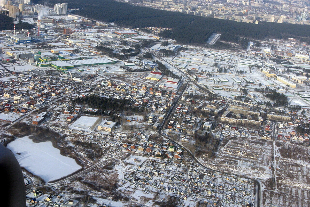 The surroundings of Yekaterinburg, the view from the plane