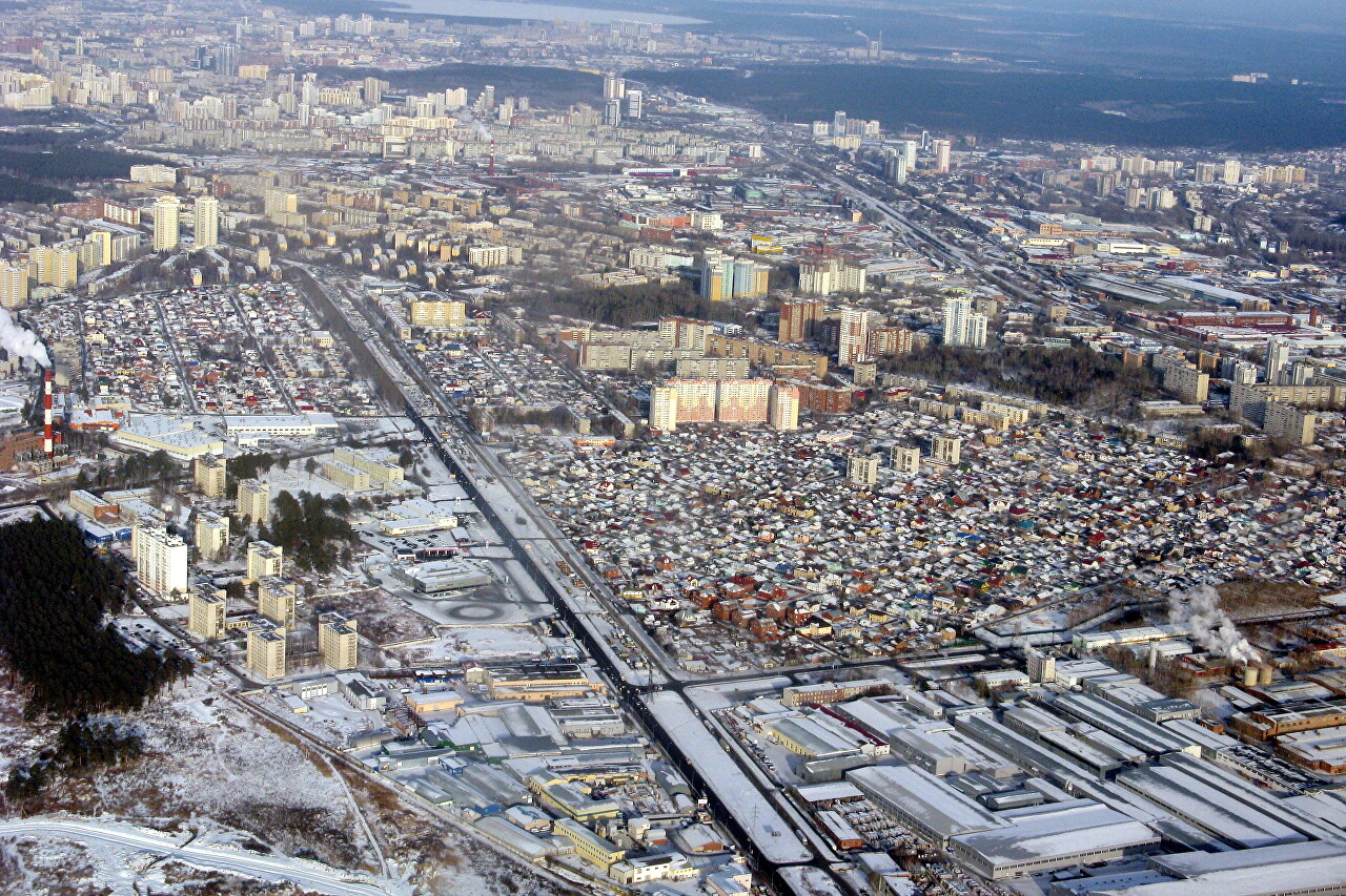 The surroundings of Yekaterinburg, the view from the plane