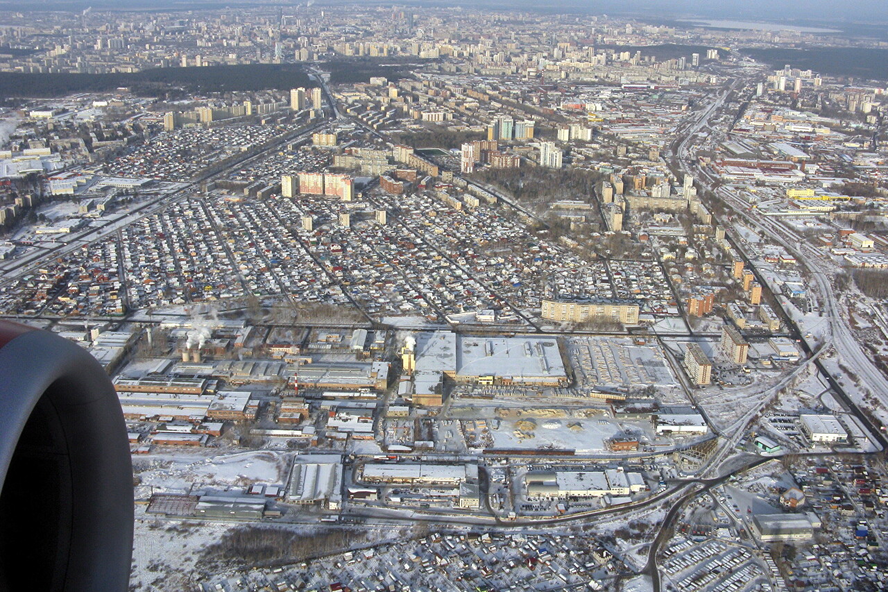 The surroundings of Yekaterinburg, the view from the plane