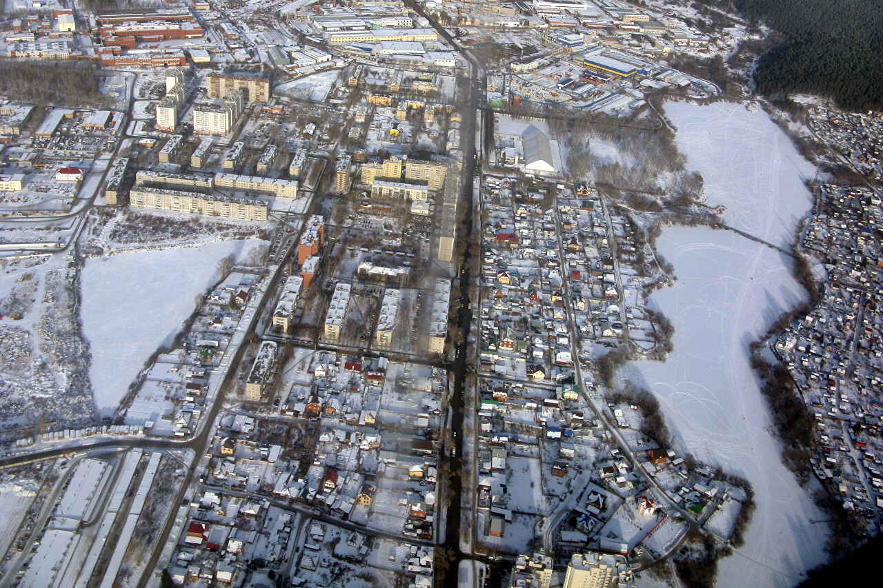 The surroundings of Yekaterinburg, the view from the plane