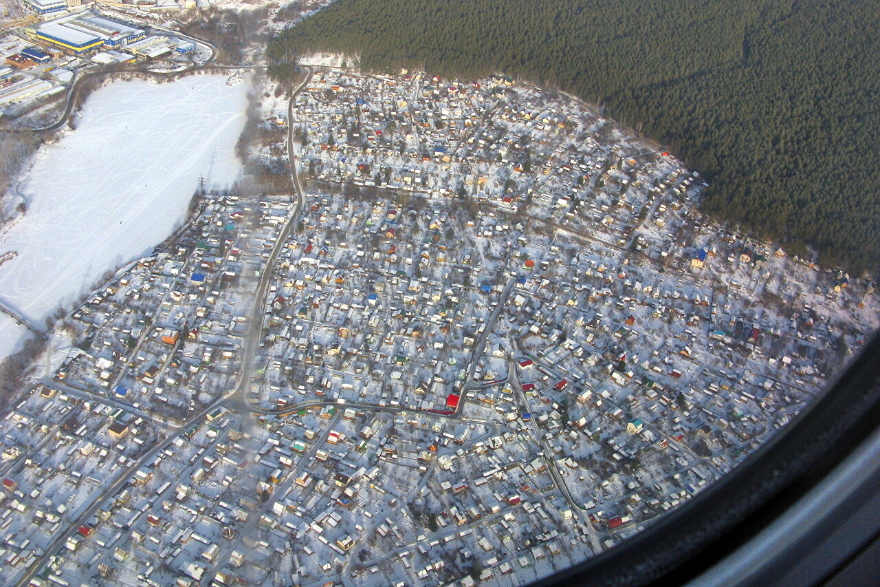 The surroundings of Yekaterinburg, the view from the plane