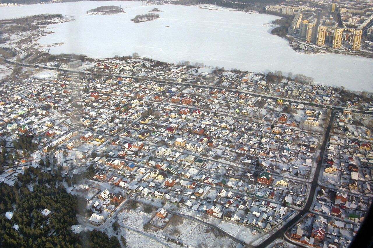 The surroundings of Yekaterinburg, the view from the plane