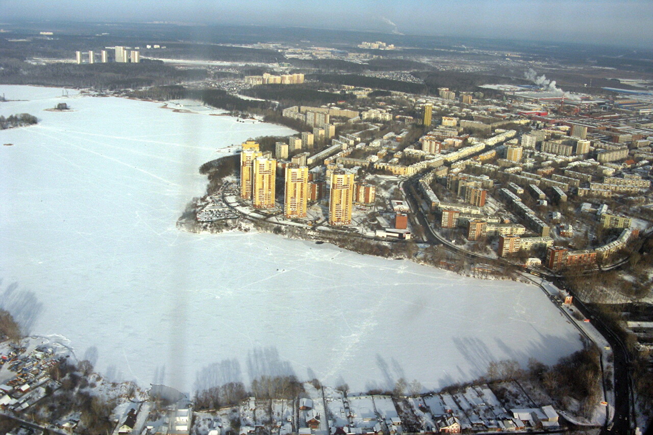 The surroundings of Yekaterinburg, the view from the plane