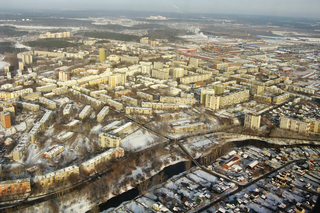 The surroundings of Yekaterinburg, the view from the plane