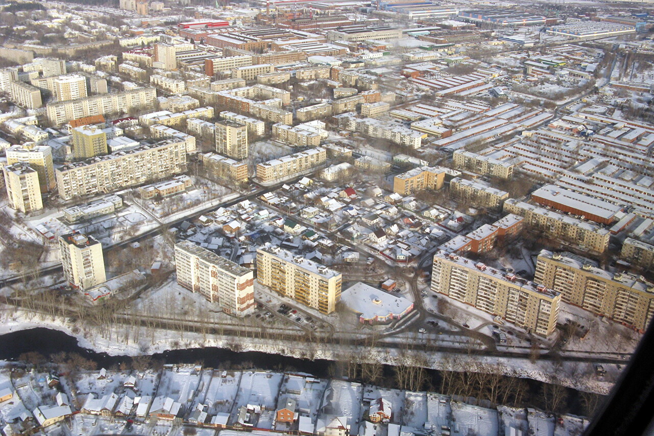 The surroundings of Yekaterinburg, the view from the plane