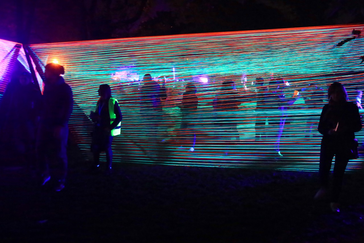 Installations in Staromiejski park. Light Move Festival in Łódź