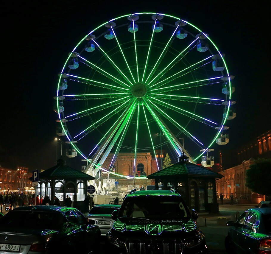 Ferris wheel. Light Move Festival in Łódź