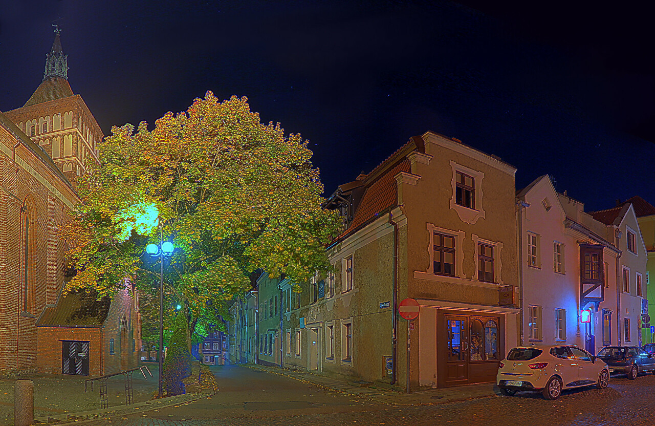 Olsztyn at night. Autumn. HDRphoto