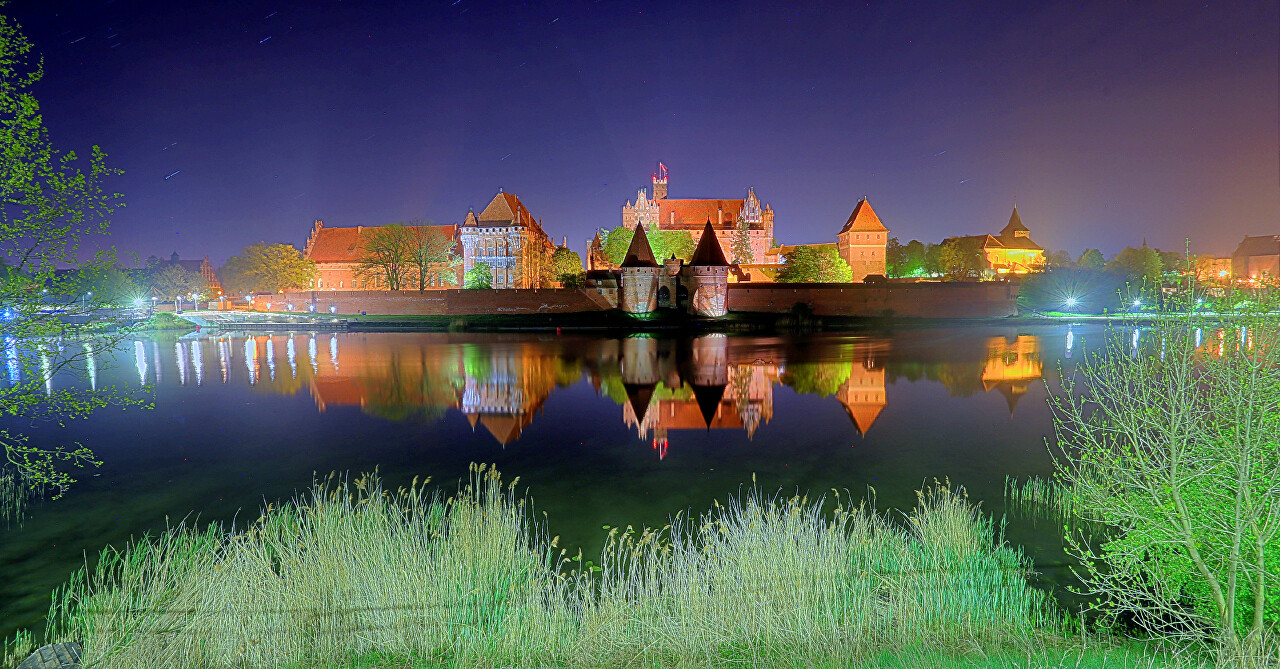 Malbork castle at night. HDR