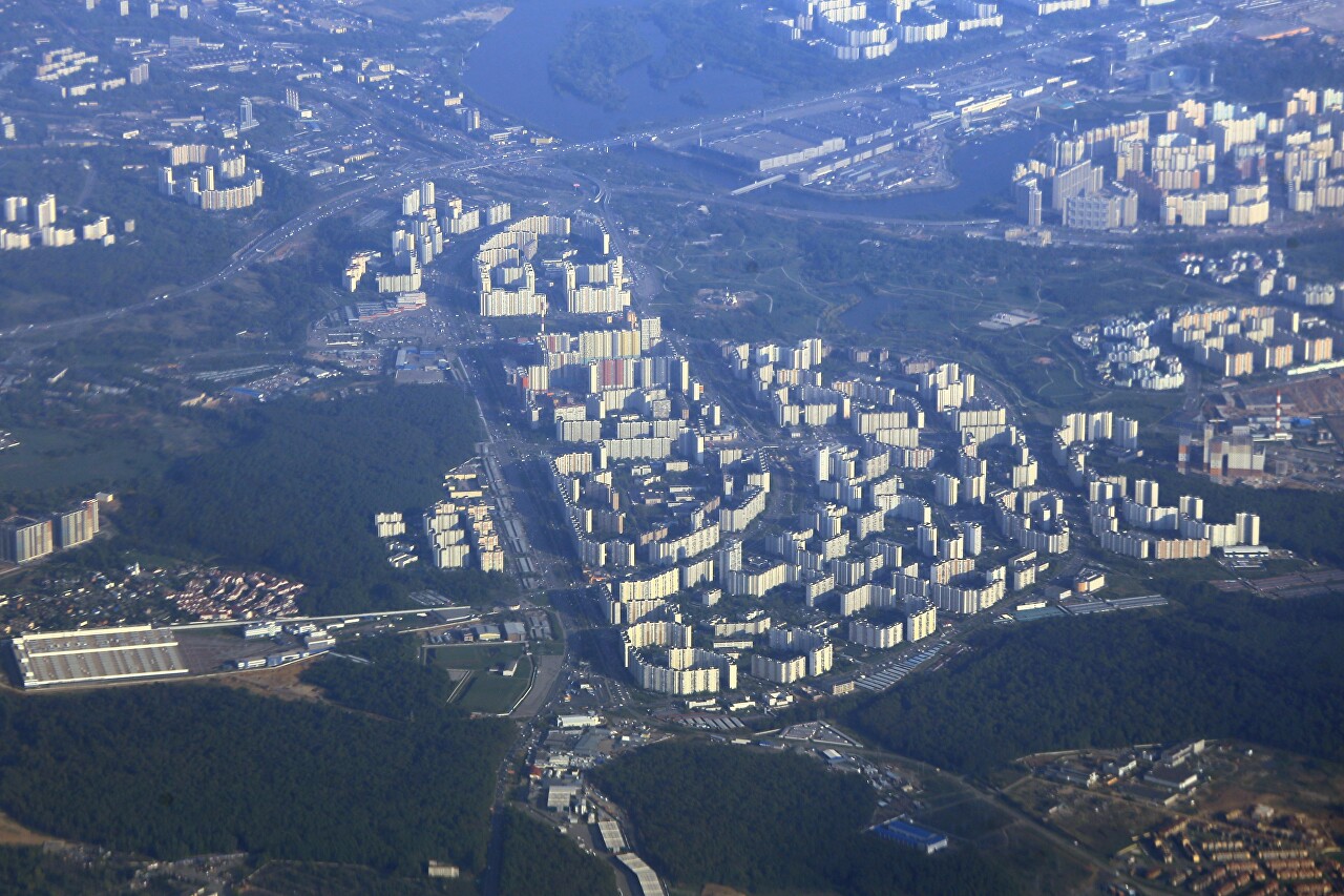 Eastern suburbs of Moscow, aerial view