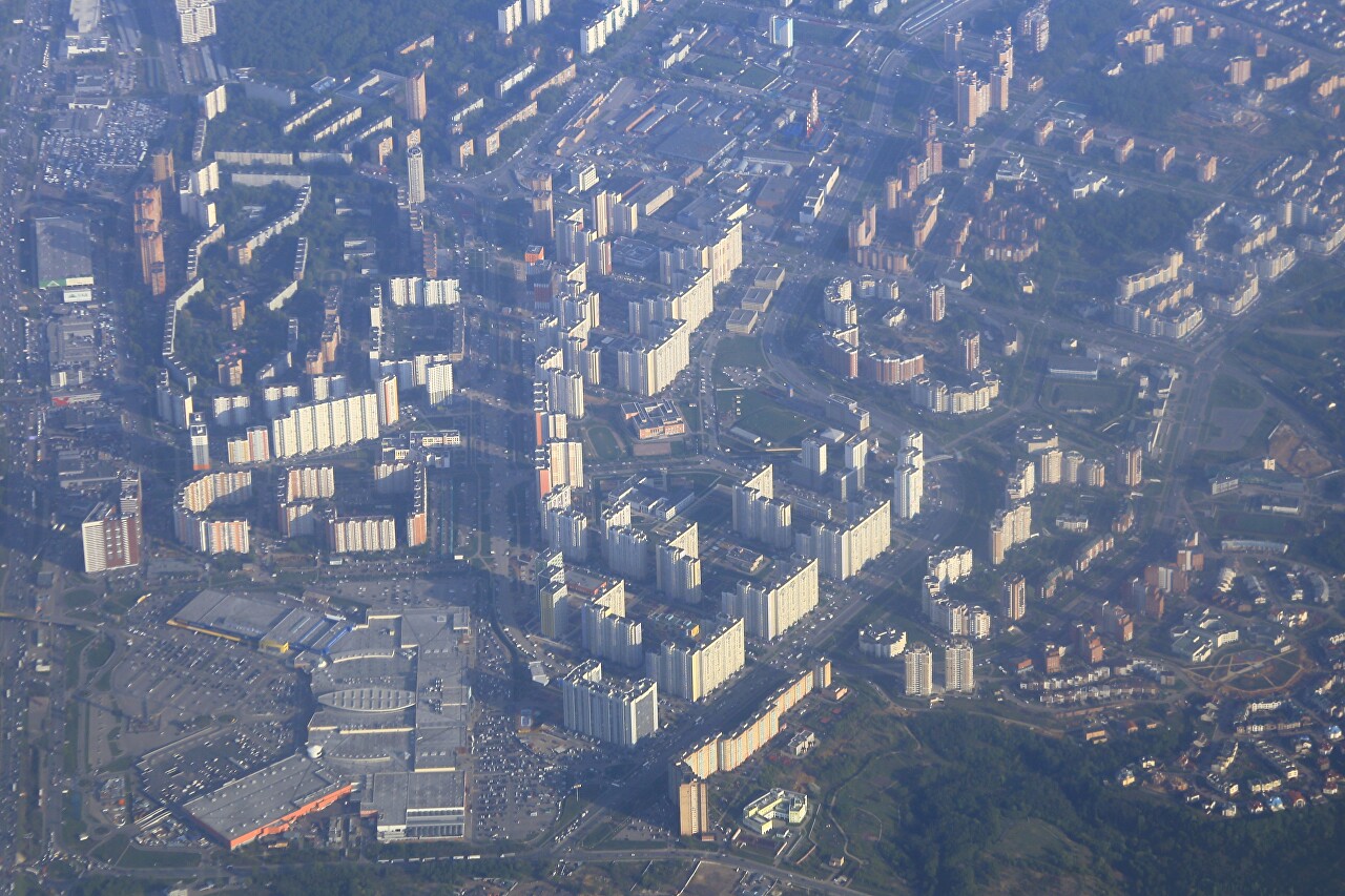 Eastern suburbs of Moscow, aerial view