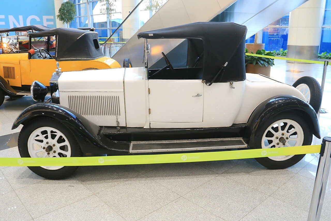 Exhibition of retro cars at Domodedovo airport