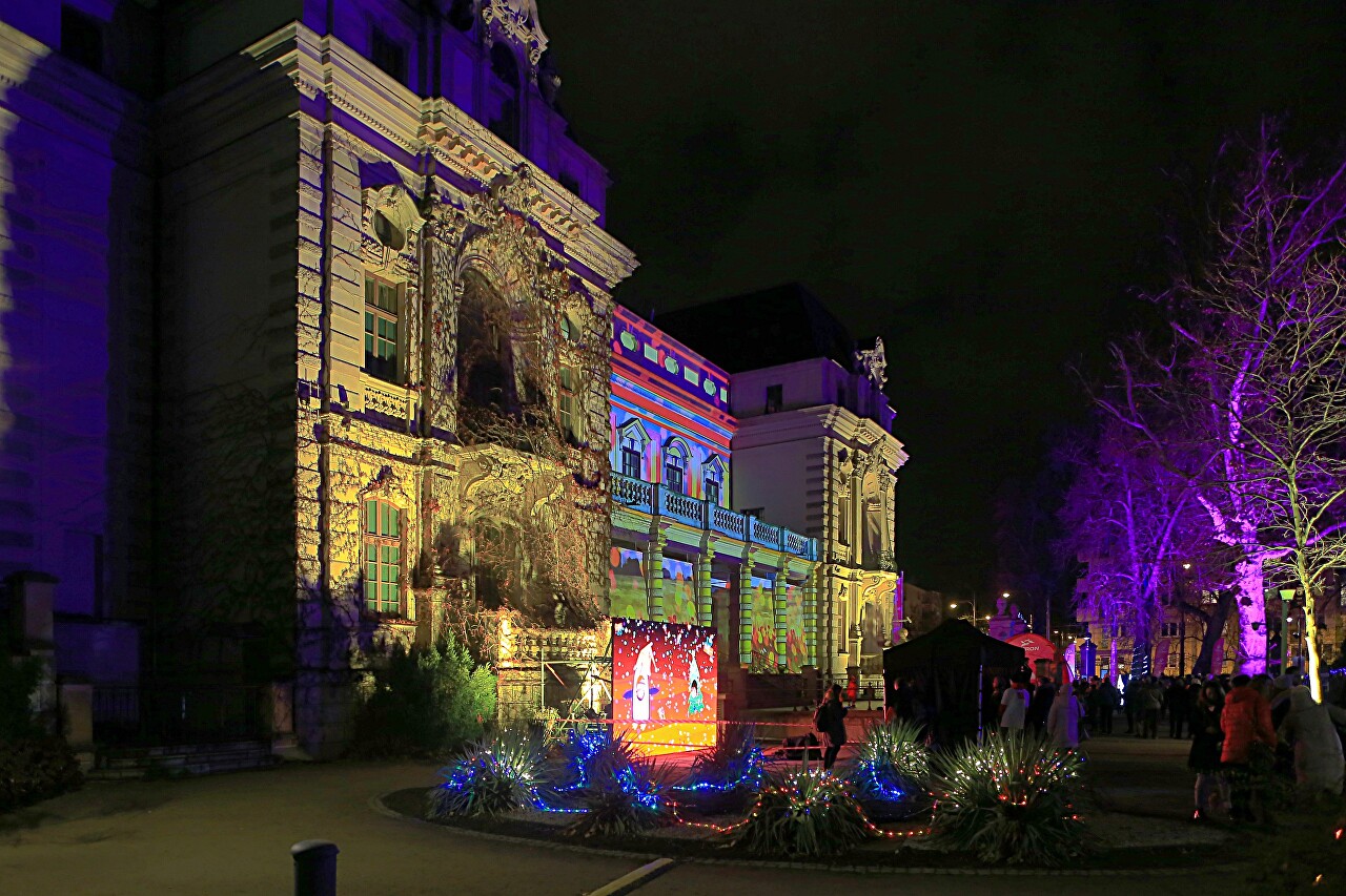 Christmas light show in old Town Park, Wroclaw